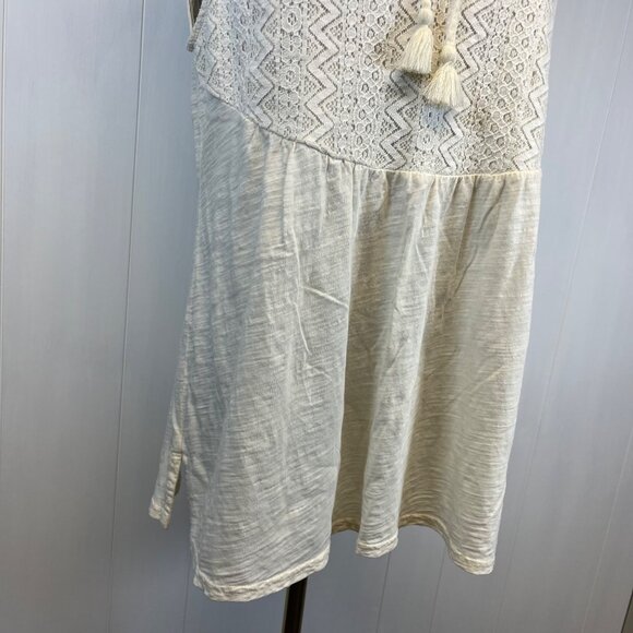 Garnet Hill Sleeveless Ivory Tunic Top Size M Cotton Lace Detail, Cottage Boho - Picture 4 of 9